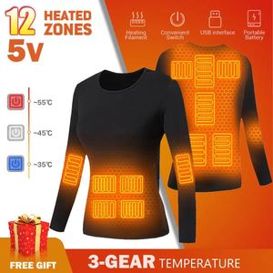 Jackor Termisk uppvärmd jacka Vintern Män Väst uppvärmda underkläder Mäns skiddräkt USB Electric Heat Clothing Fleece Thermal Long Johns