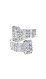 Hip Hop New Women Men039s Baguette Anello regolabile personalizzato Iced Out Bling Micro Pave Cz Punk Rap Open Size Finger Jewelry8975508