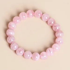 Strand 6-12mm High Quality Natural Color Pink Crystal Stone Handmade Bracelet Elasticity Jewelry Smooth Round Beads 18cm Sk315