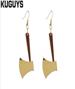 Ny ankomst Cool Axe Drop Earrings For Womens Gold Silver Color Mirror Akryl Earring Fashion Jewelry Trendy Rock Accessories2242409