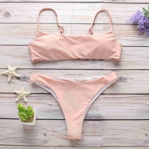 Conjunto de biquínis novo sólido sexy conjunto de biquíni feminino terno de natação moda maiô de duas peças roupa de banho feminino biquini xl setsl231225