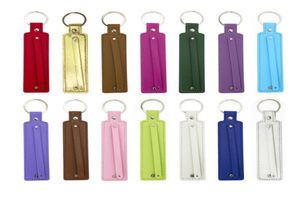 Wholes 10st Pu Leather Key Chain med 8mm Liten Belt Can Through 8mm Slide Charm Letters 9753290