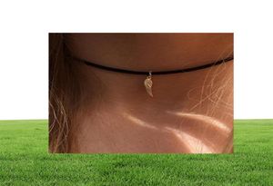 Fashion Boho Choker Simple Angel Wing Necklace On Black Cord Chokers9649776