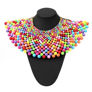 Statement Handmade Beaded Collar Bib Necklace Colorful Exaggerate Woven Beads Choker For Women Wedding Jewelry 231225