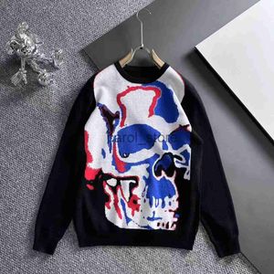 Men's Sweaters AlexPlein Skull Graffiti Intarsia-knit Sweater Men Clothing Fashion 2024 Winter Couple Wear Casual Covering Yarn Trendy Jumper J231225