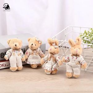 Bonito Linho Teddy Bear Chaveiro Mulheres Casal Estilo Country Coelho No Saco Carro Trinket Feminino Festa de Casamento Brinquedo Meninas Presente 231225