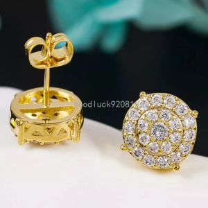 18K Gold Hip Hop Stud Earrings Bling CZ Diamond Earrings Studs Jewelry Gifts for Men Women