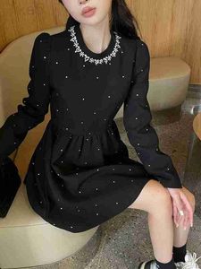 Basic & Casual Dresses Designer Brand 23 Early Autumn New Bubble Sleeve Patchwork Dress, Sweet and Age Reducing L9JZ