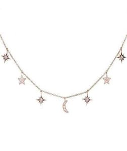 925 Sterling Silver Jewelry Love Moon Star Necklaces Pendants Chain Choker Necklace Collar Women Statement Jewelry Bijoux T190625282502