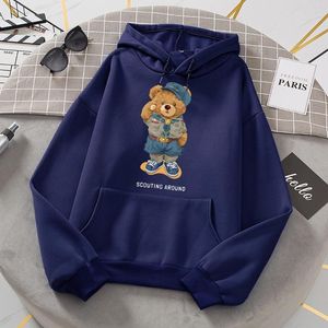 Women's Hoodies Cute Teddy Bear Salute Scoring Around Hoodie Woman Hip Hop S-Xxl Hoody Cartoons High Quality Sweatshirt Fashion Casual