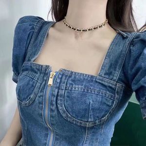 Necklace Vintage Metal Chain Chokers Necklaces for Women Punk Jewelry with box