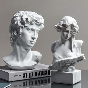 Awatar żywiczny Qin Girl naśladując plaster Statue David Art Head Figurines for Interior Home Desktop Decoration Craft 231225