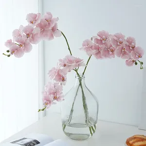 Dekorativa blommor Single Branch European 9 Head Phalaenopsis Simulation Flower Home Table Decoration Wedding Floral Fake Wholesale