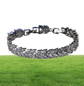 Vecalon Flower bijoux Female Bracelet 5A Zircon Cz White gold filled Crystal Engagement wedding Bracelets for women Jewelry7964280