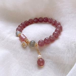 Bracciale perle simpatico rosa fragola rosa decorazione per sospetto a mano in sospeso a mano catena 1 pezzo