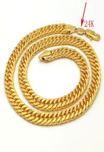 Thai Baht Solid Gold GF Necklace Heavy 88 gram smycken 4mm Tjock Tall XP Cuban Curb Chain 24 K Stamp Link8936735