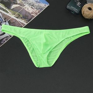 Underpants Men Ice Silk Briefs Low-Rise See-Through Pouch Underwear Thin Section Breathable High Elastic Bikini Slip Homme