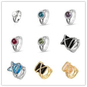 Pierścienie Dy skręcone plecione z pierścieniami pudełkami projektant biżuterii mody dla mężczyzn kobiety 18 -karatowe złoto sproszkowane z wiertnikiem pierścieniowym przewodem vintage x