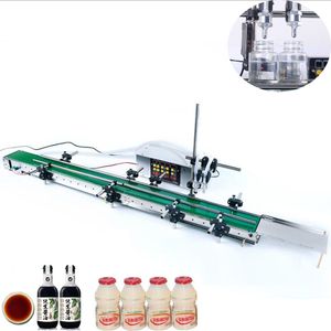 Automatic Filler With Conveyor 2 Heads Peristaltic Pump Small Liquid Filling Machine Four Line Conveyor Belt Fully Auto Model