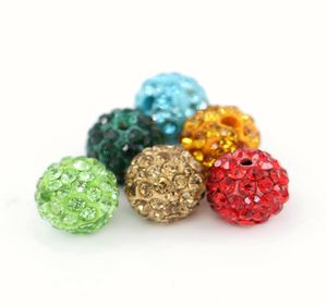 Blanda färg shamballa lös bollpärlor hälften borrade 6 rader Rhinestone Ploymer Clay Disco Ball Beads 100pcsbag3100112