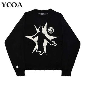 Men's Sweaters Men's Winter Sweater Pullovers Knit Long Sleeve Tops Hip Hop Korean Fashion Harajuku Jumper Gorhic Coat Y2k Streetwear Clothing J231225