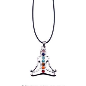 7 Chakra Reiki Stones Healing Crystal Necklaces & Pendants Health Amulet 3D Symbols Stone Charms Pendant Yoga Necklace collier289T