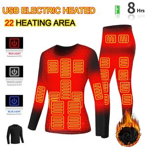 Winter Thermal Heated Jacket Men Vest Heated Underwear Men's Ski Suit USB Electric Heating Clothing Fleece Thermal Long Johns 231225