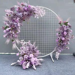 Decorative Flowers Hanging Corner Party Stage Scene Arrange Wedding Props Flower Row Arrangement Artificial Ball Arch Pavilion Decoration