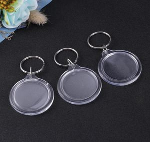 100st PO Keychain Circular Transparent Blank Acrylic Insert PO Picture Frame Keyring Key Holder DIY Split Ring Key Chain6483910