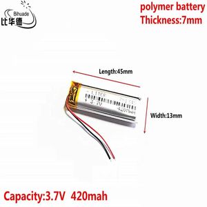 Aksesuarlar 10pcs 3.7v 420mAh 701345 Lityum Polimer Lipo MP3 Kulaklık Pedi İçin Şarj Edilebilir Pil DVD Bluetooth Kamera