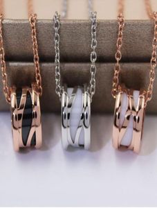 Fashion designer jewelry roman numeral ceramic pendant necklaces rose gold stainless steel mens womens necklace love with gift bag9437170