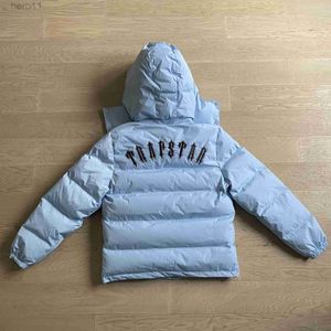 Men Parkas Trapstar Jackets Winter Hoodie Trspstar Detachable Hooded Down Jacket Ice Blue High Weight Puffer Strongest Version Super Thick Coat Women Wa