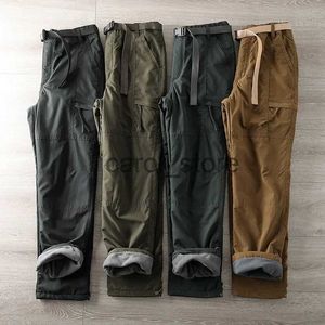 Herrbyxor vattentät utomhusfleece mjuka skalbyxor man raka slacks multi-pocket last byxor män vinter armé taktisk pantalon homme j231225