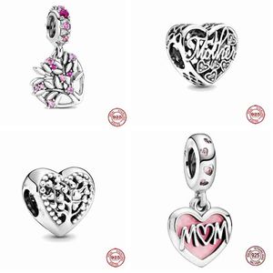 925 Sterling Silver dingle charm mamma fru dotter pappa syster nan bästa vänner trädpärlor pärla fit pando charms armband diy smycken tillbehör