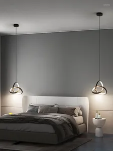 Lampade a sospensione Luci a led Luci Nordic Minimalista Black Black Soggiorno Camera da letto Cambia del letto Lampadella Lampadari Drana l'illuminazione