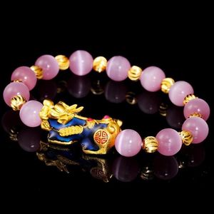 Minchas naturais Bracelet Stone Opal para homens mulheres 10mm Pixiu feng shui riqueza boa sorte jóias bijoux gota strands284x