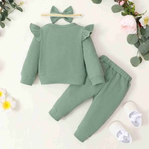 Kleidung Sets Baby Girl Kleidung Kleinkind Mädchen süßes Outfit 3pcs Langarm Shirt Hosen Bogen Stirnband Hose Set Herbst Winterkleidung für Mädchen