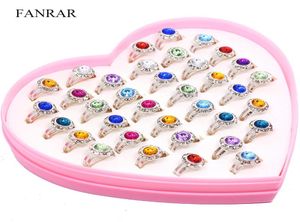 36pcs Karışık Sevimli Parlayan Kristal Rhinestone Gümüş Yüzük Kadın Çocuklar Çocuklar Çocuklar Düğün Ayarlanabilir Yüzükler Parti Hediye Band1567513