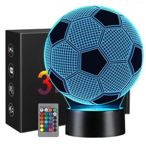 Night Lights Football Gifts For Boys Kids Girls Linkax 3D Illusion Light With 16 Colors Change Remote Control Birthday