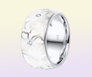 Srebrny pierścień santuzza dla kobiet autentyczne 100 925 srebrny biały kwiat elegancki pierścień mody biżuteria ręcznie robiona szkliwo t190622533753
