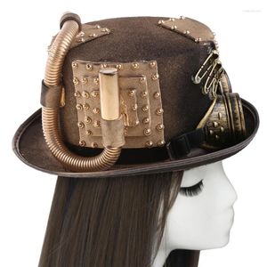 Boll Caps Steampunk Men Hat With Goggles Vintage Gay Top Gothic Halloween Masquerade