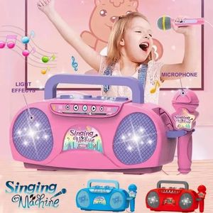 Barnmikrofon Karaoke Machine Music Instrument Toys With Light Inomhus utomhus Travel Education Toy Gift for Girl Boy Child 231225