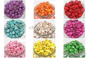 Skull Turquoise kamień szlachetny luźne koraliki Charms Skull Bead Fit DIY Handcraft 12mm Mix 1000pcs3522613