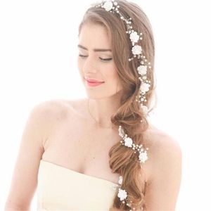 Wedding Bridal Flowal Long Hair Chain Band Assetto Crystal Rhinestone Crown Tiara Chieno gioiello per alorsale Princess Quee157S