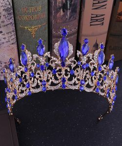 Kmvexo Red Black Crystal Tiara Bridal Crown for Wedding Bride Gold Rhinestone Crowns Acessórios para cabelos da faixa da cabeça Y2007272937575