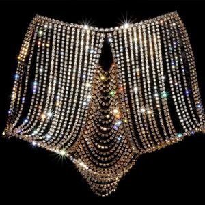 Tillbehör Andra modetillbehör Stonefans Bling Bikini Crystal Panties Thong For Women Jewellry Rhinestone Lingerie Underwear Luxury Bod