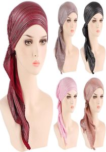 Lenços Mulheres Muçulmanas Soft Stretch Turban Chapéu Pretied Head Scarf Impresso Senhoras Algodão Câncer Chemo Cap Interno Hijabs Cabelo Accesso6719493