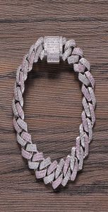 13 mm män zirkon trottoarkant kubansk länk tjockt tungt kopparmaterial guldfärg armband rosa diamantarmband6219251
