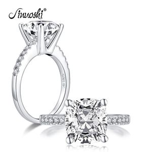 Ainuoshi Fashion 925 Sterling Silver 325 CARAT CUSHION CUT ANGAGEGING RING Simulerade Diamond Wedding Silver Ring Smyckesgåvor Y27885091