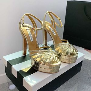 Top quality High-heel shoes Ankle Strap Platform heels sandals Pumps 13mm Gold silver chunky block Dress shoes Designer party Wedding shoes